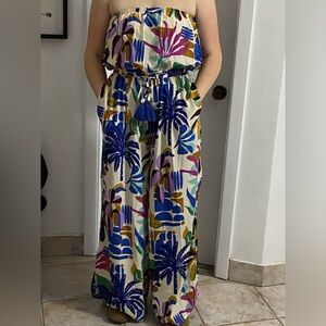 True Destination Resort Wear Colorful Strapless Jumpsuit size XL NWT
